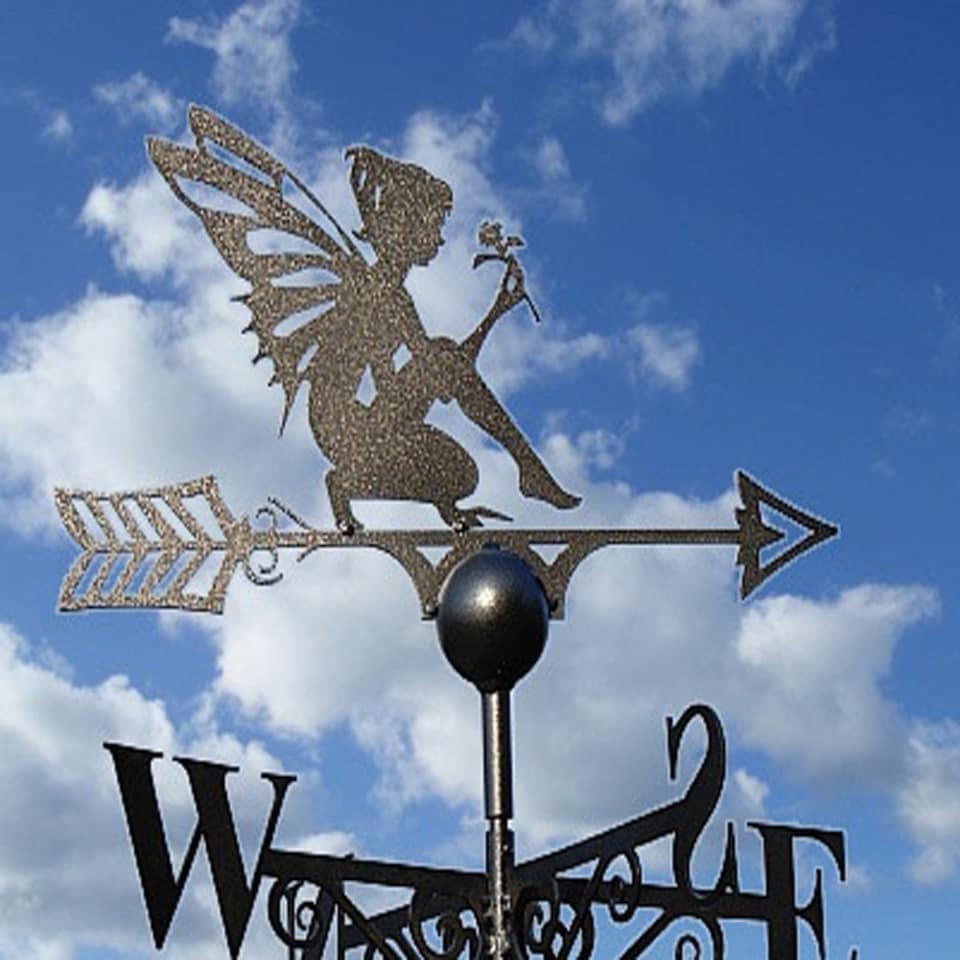 image 1 of Fairy Weathervane - Solid Steel - W61 x H88 cm - Black