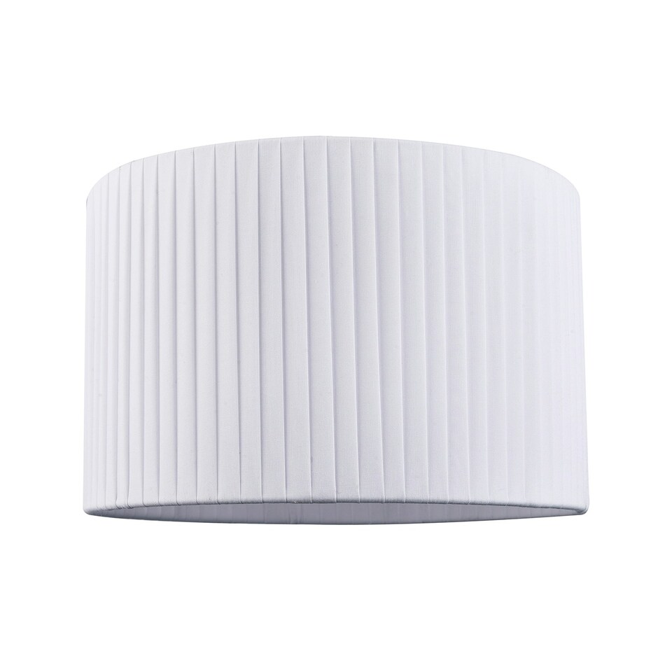 image 1 of Contemporary Designer Double Pleated White Cotton Fabric 12" Drum Lamp Shade White