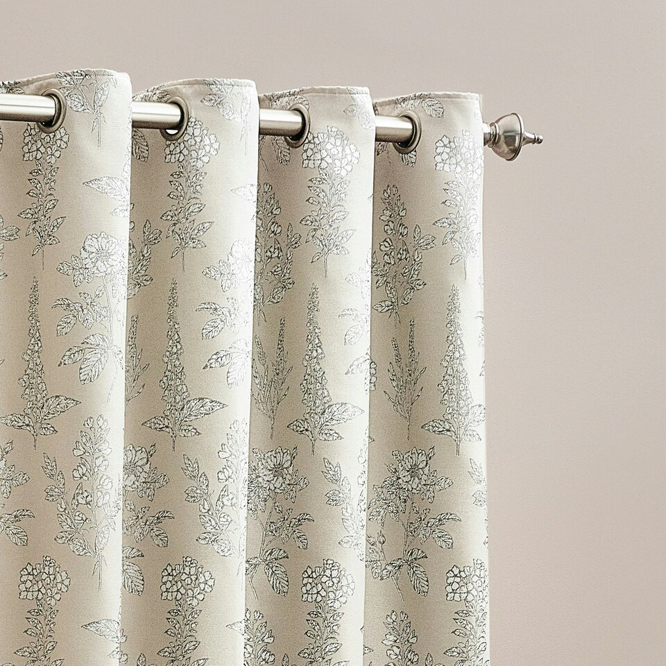 image 1 of Wylder Floral Jacquard Natural Eyelet Curtains 229 x 183cm