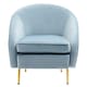 image 1 of Interiors by Premier Blue Velvet Armchair with Cushion, Plush Foam Seat With Gold Finish Metal Legs, Living Room Accent Chair