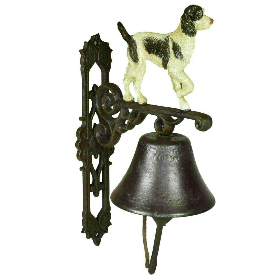 image 1 of Springer Spaniel Dog Bell Cast Iron Sign Plaque Door Wall Fence Gate Post House