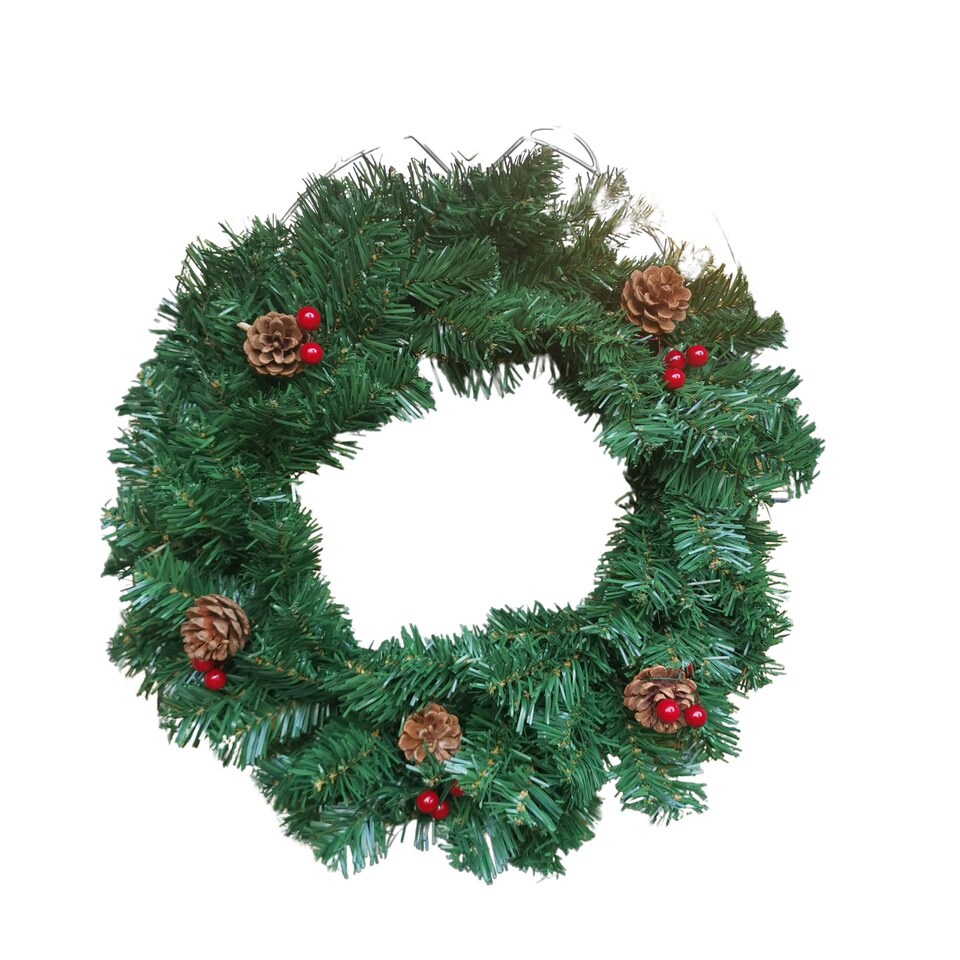 image 1 of 50cm Premier Christmas Wreath With Festive Berry and Cones
