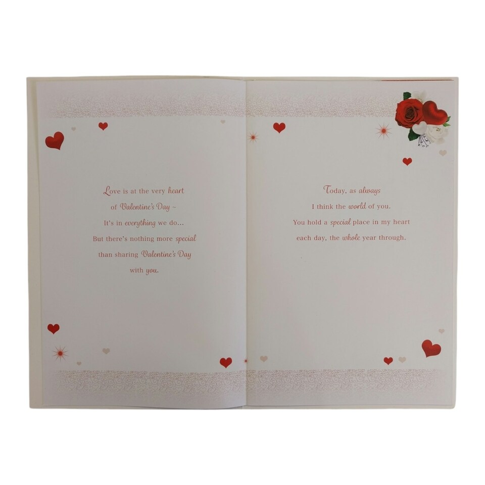 image 1 of To My Wife Roses Heart Design 8 Page Insert Valentine's Day Card