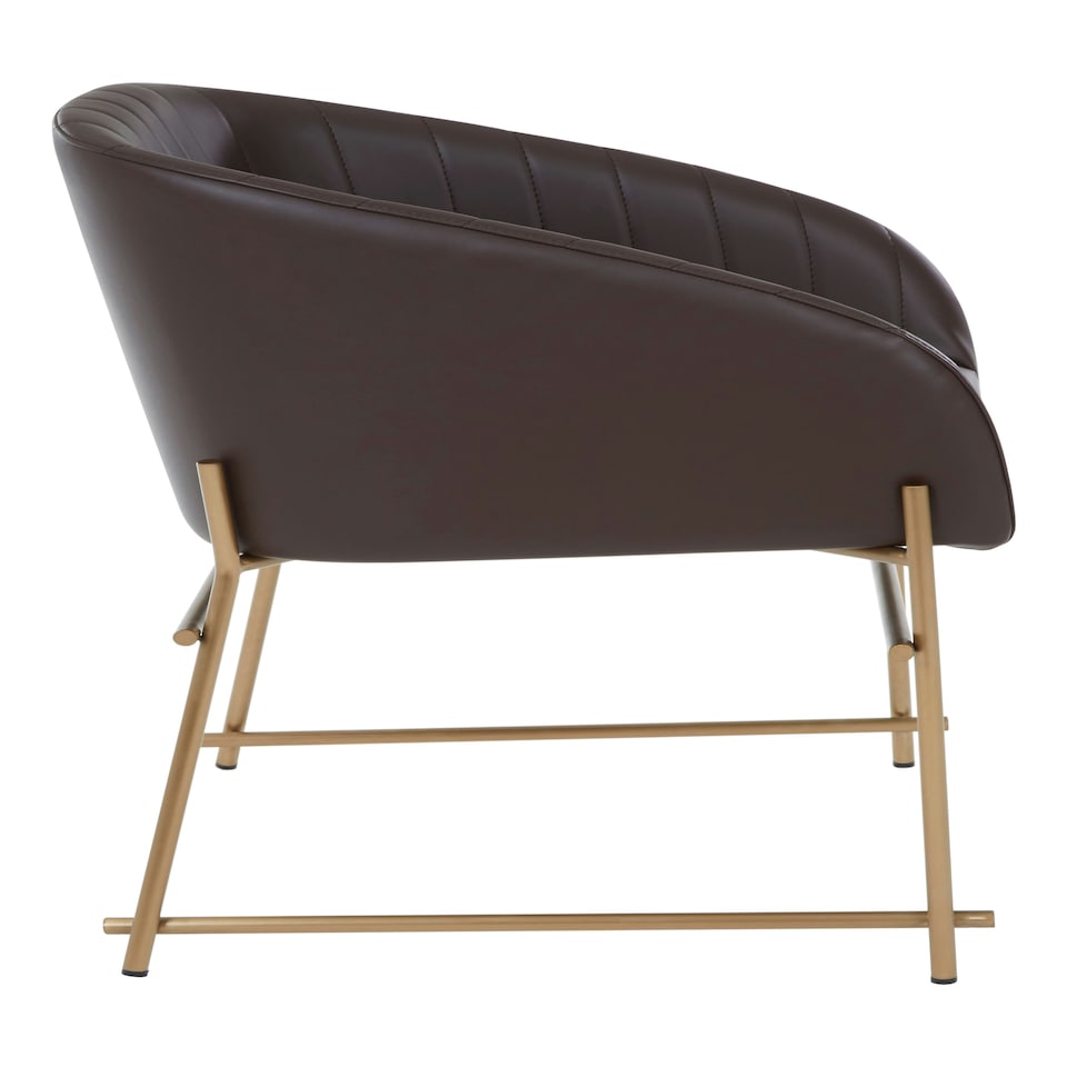 image 1 of Interiors by Premier Brown Faux Leather Armchair, Modern Dining Chair, Luxe Dining Room Accent Chair, Comfortable Dining Chair