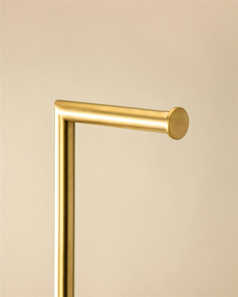 image 1 of Cosmic Toilet Brush Paper Holder Round with Durable Metal for Bathroom, Gold
