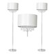image 1 of First Choice Lighting Pair of Cream Faux Silk Jewelled Floor Lamps Chrome | White