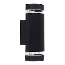 ValueLights Ryston Black Aluminium Ribbed Glass Outdoor Wall Light