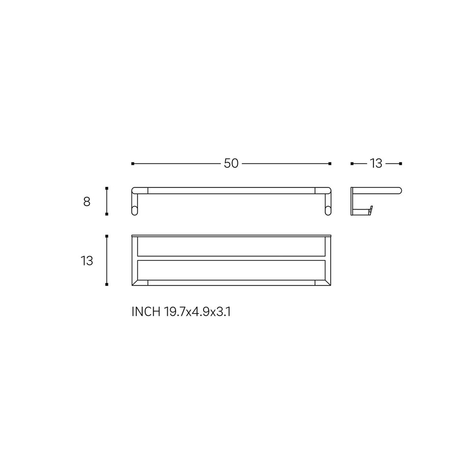 image 1 of COSMIC Double Towel Rail 50cm, Chrome, 5kg resistance, Micra Collection