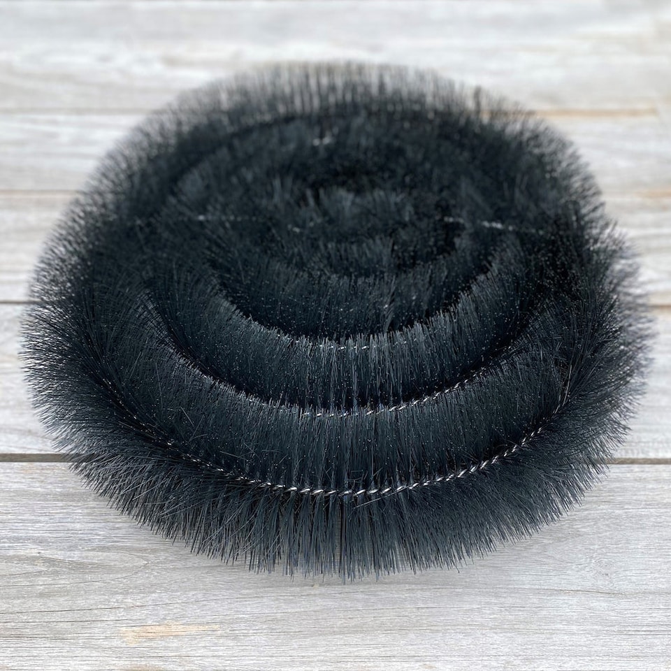 image 1 of 40m Black Gutter Brush Leaf & Moss Guard Protection with Set of 8 Downpipe Plugs