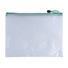 Pack of 12 A5 Green PVC Mesh Zip Bags