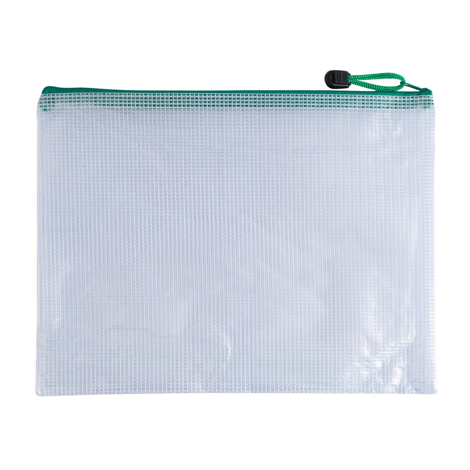 image 1 of Pack of 12 A5 Green PVC Mesh Zip Bags