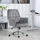 image 2 of Vinsetto Office Desk Chair, Velvet-Feel Fabric Vanity Chair with Height Adjustable, Armrest, Swivel Chair for Home, Dark Grey