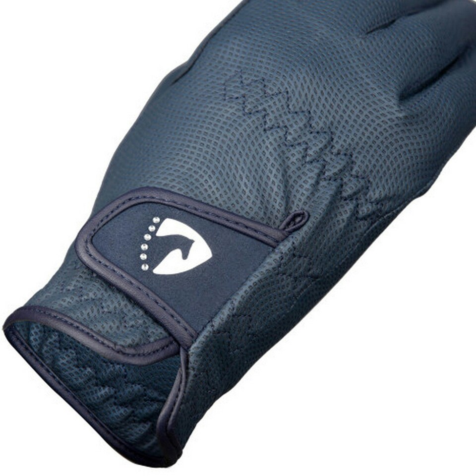image 1 of Hy Womens/Ladies Sparkle Riding Gloves - Navy - L Blue | L