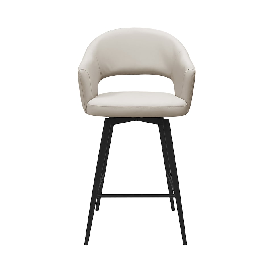 image 1 of Bentley Designs - Sterling 180° Return Swivel Barstool With Black Sand Powder Coated Legs - Ivory Faux Leather (Single)
