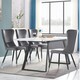 image 9 of Single New York Modern Velvet Dining Chair with High Back, Black Metal Legs Grey | Silver End Tips