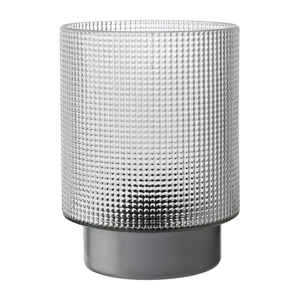 image 1 of Hestia Battery Operated Textured Glass Lamp With Silver Base