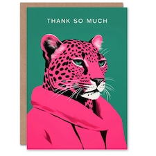 Pink Fashion Leopard Thank You Her Card