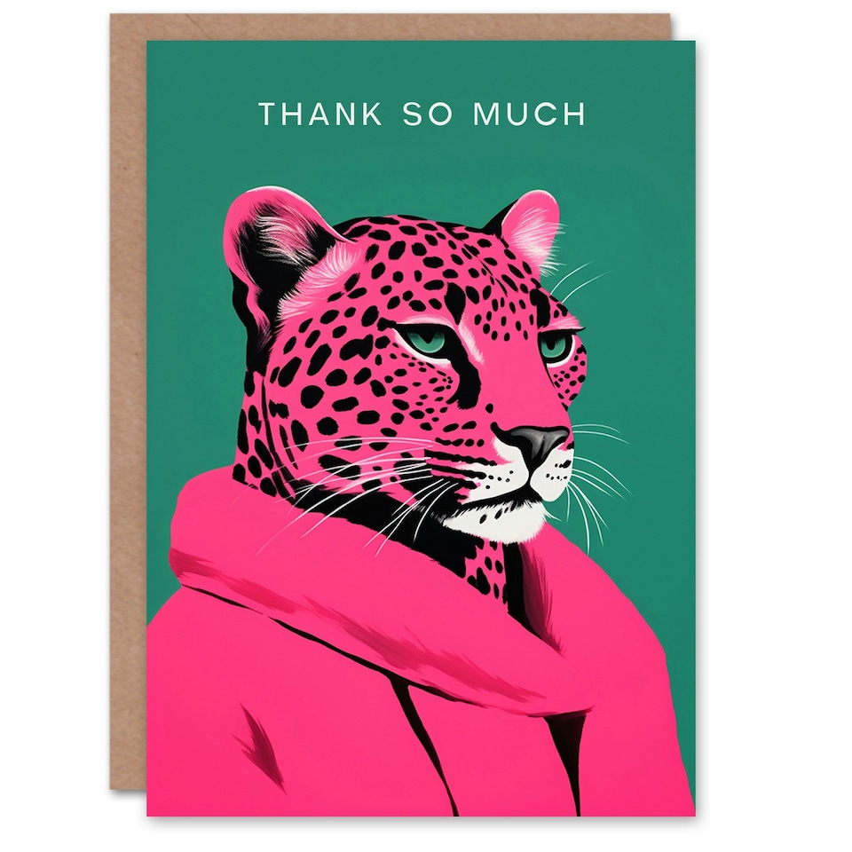 image 1 of Pink Fashion Leopard Thank You Her Card