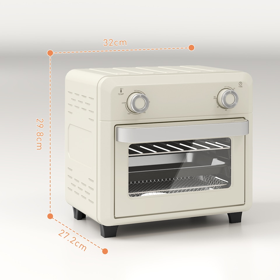 image 1 of HOMCOM 10L Air Fryer Oven, Electric Oven, Grill, Roast, Bake, 1000W, Cream | Cream