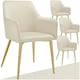 image 1 of Dining Chair Avane - velvet look, padded armchair, high backrest and high armrests - Set of 4 Cream | Beige