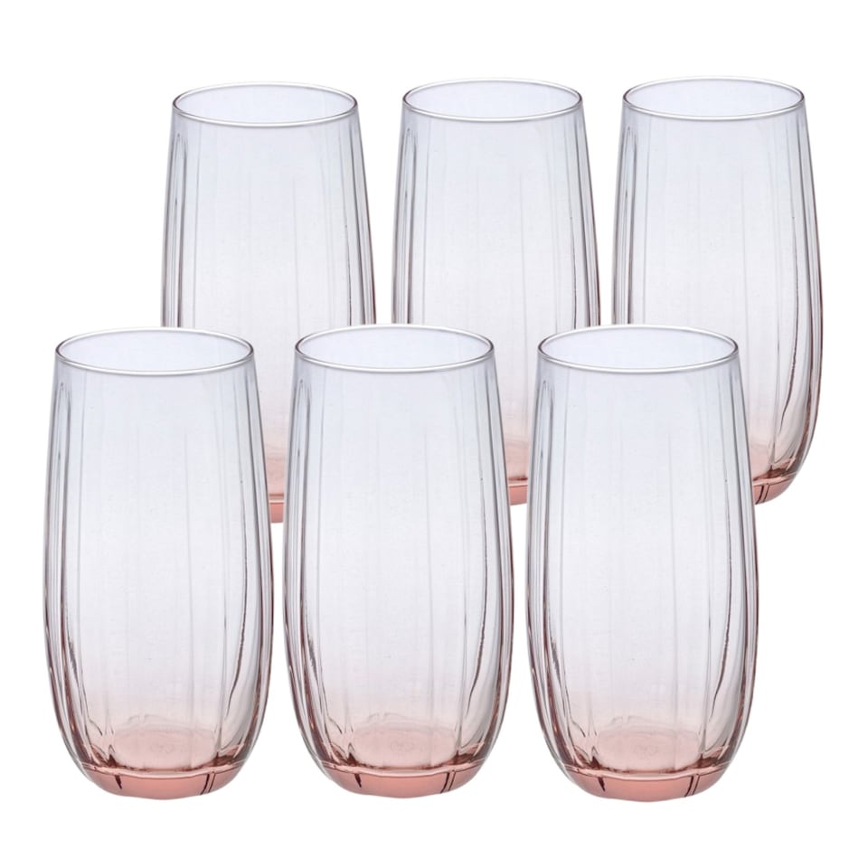 image 1 of Linka Coloured Glasses Sets Glassware Cup Tall Short Cocktail Tumblers | Multi | Pink 500ml | Set of 6