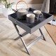 image 7 of Folding Butlers Side Table Portable Wooden Food Serving Tray | Grey