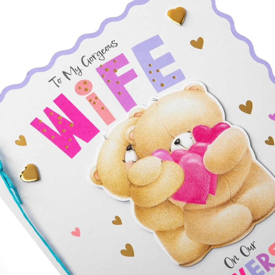 image 1 of Cute Forever Friends with Hearts Design Wife Anniversary Card