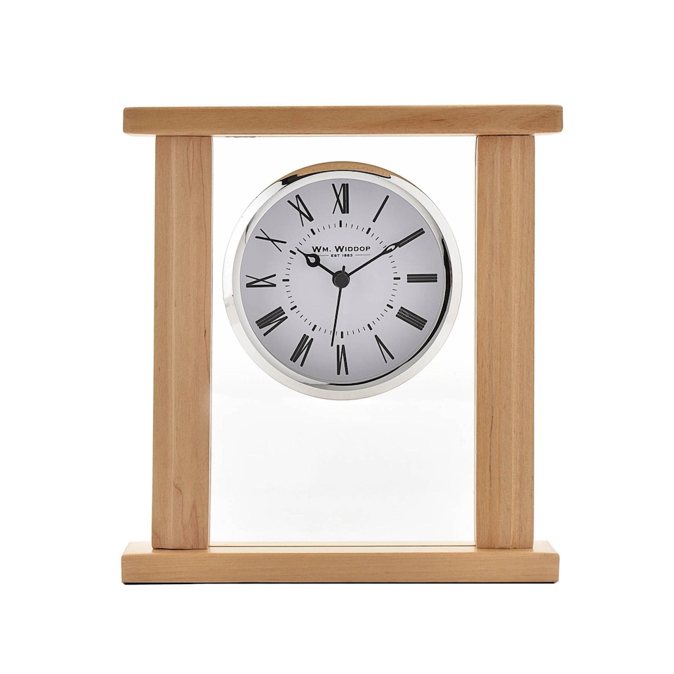 image 1 of Widdop Gifts Wood and Glass Mantel Clock