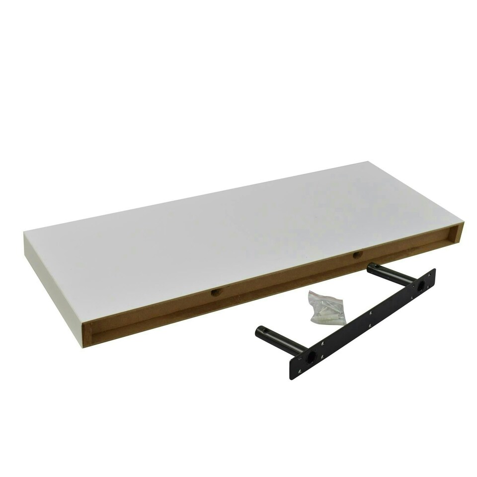 image 1 of Harbour Housewares Modern Floating Wall Shelves - 60cm - White - Pack of 2