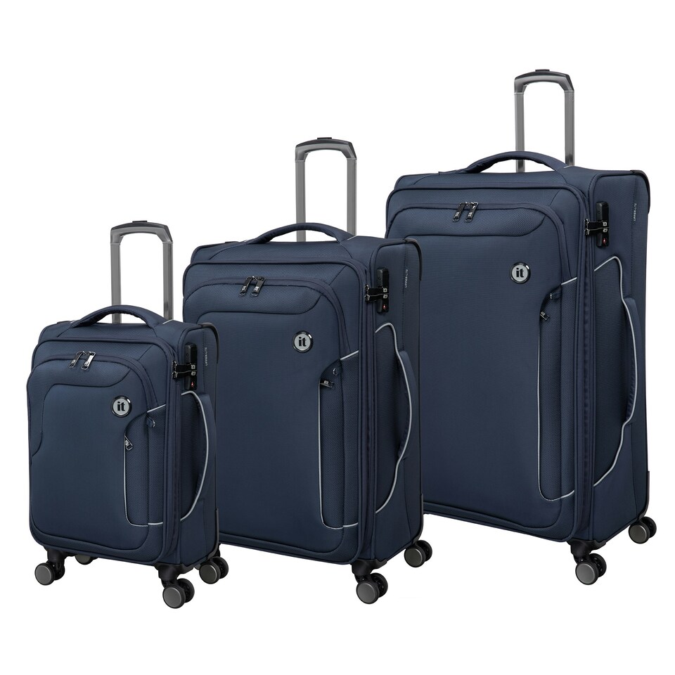 image 1 of IT Luggage Teleported Navy Berry Expandable 3pc Suitcase Set with TSA Lock Blue