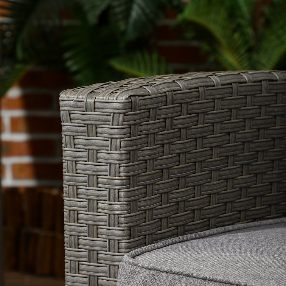 image 1 of Outsunny 4 Piece Rattan Garden Furniture Set with Sofa, Glass Table, Grey | Grey | Grey