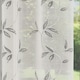 image 3 of Pair of Oasis Grey Embroidered Leaf Pattern Voile Panels 229 cm (90 inch) Rod Pocket Panels for Bedroom and Living Room