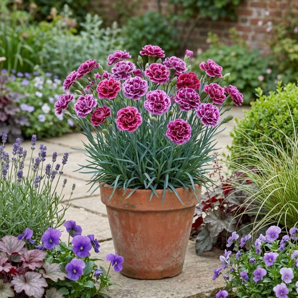 image 1 of Set of 3 or 6 Large Plants Pink Purple Carnation Ready to Plant in Your Garden 10.5 cm