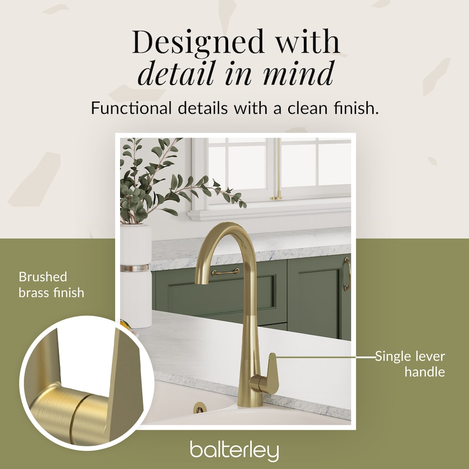 image 1 of Situla Kitchen Mono Mixer Tap Single Lever Brushed Brass 398mm | Copper | Brushed Brass | 1