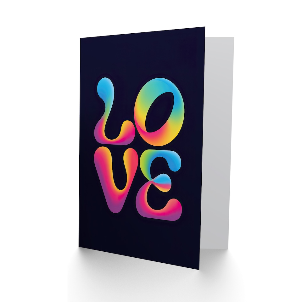 image 1 of Love Funky Retro Colourful Neon Typography Valentine's Day Greeting Card