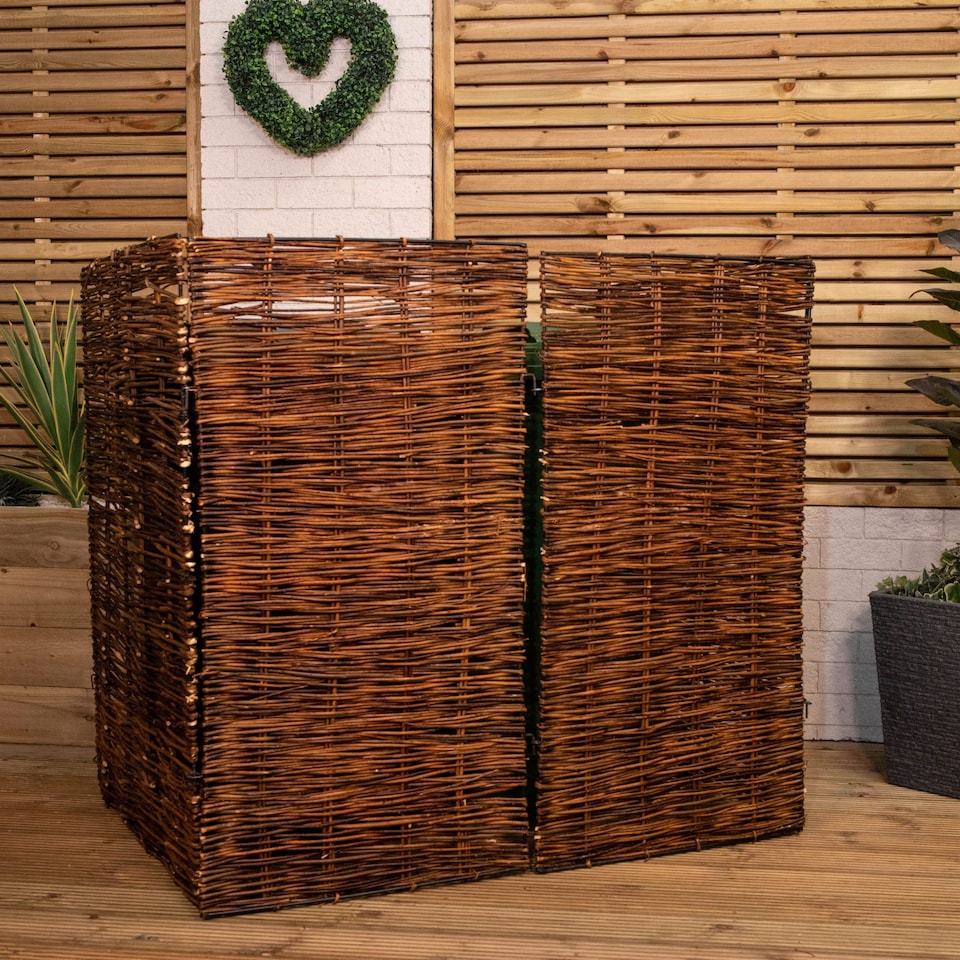 image 1 of 1.16m x 1.22m Double Garden Patio Willow Wheelie Bin Screen Hideaway