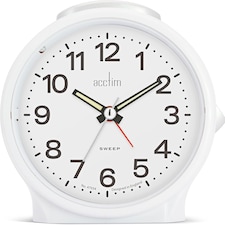 Acctim Elsie Analogue Alarm Clock Non Ticking Sweep Quartz Luminous Hands | White | White