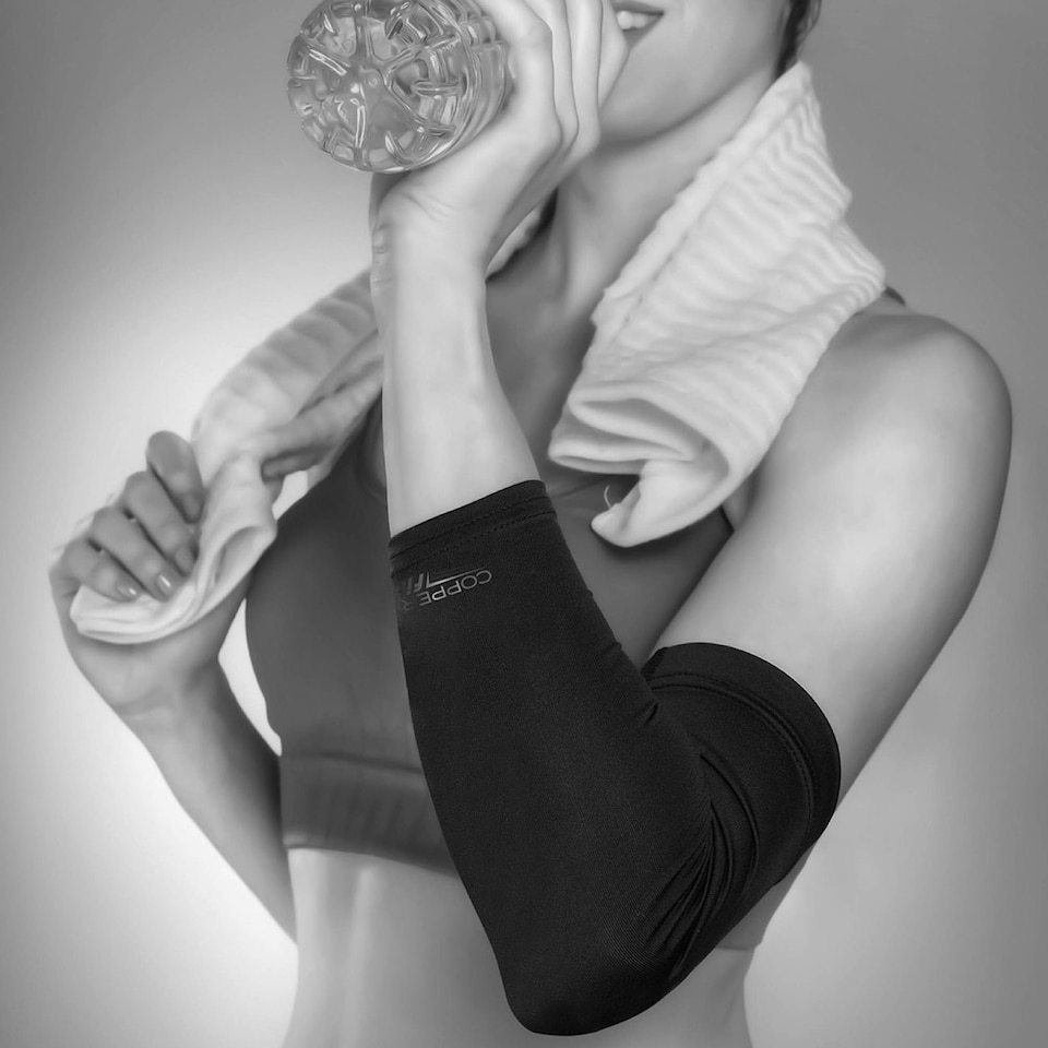 image 1 of Copper Fit Freedom Elbow Compression Sleeve (Large) Black | L
