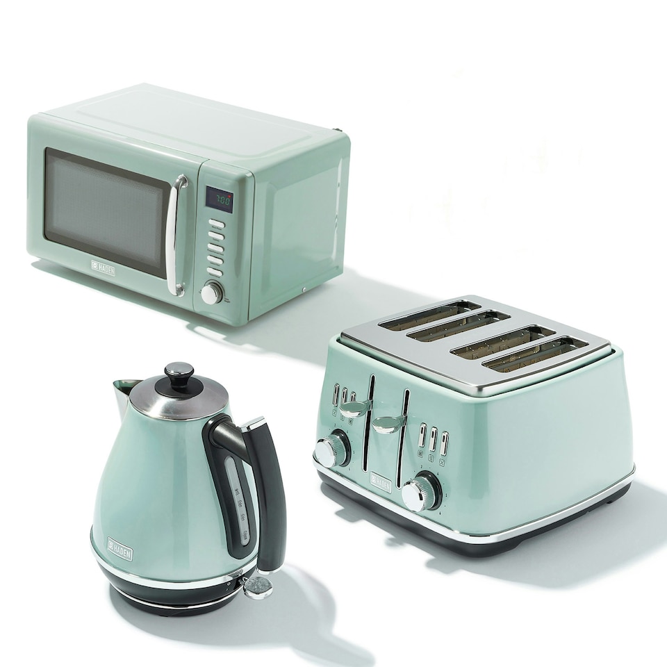 image 1 of HADEN Cotswold Green Triple Pack - Kettle, 4 Slice Toaster & Microwave Oven