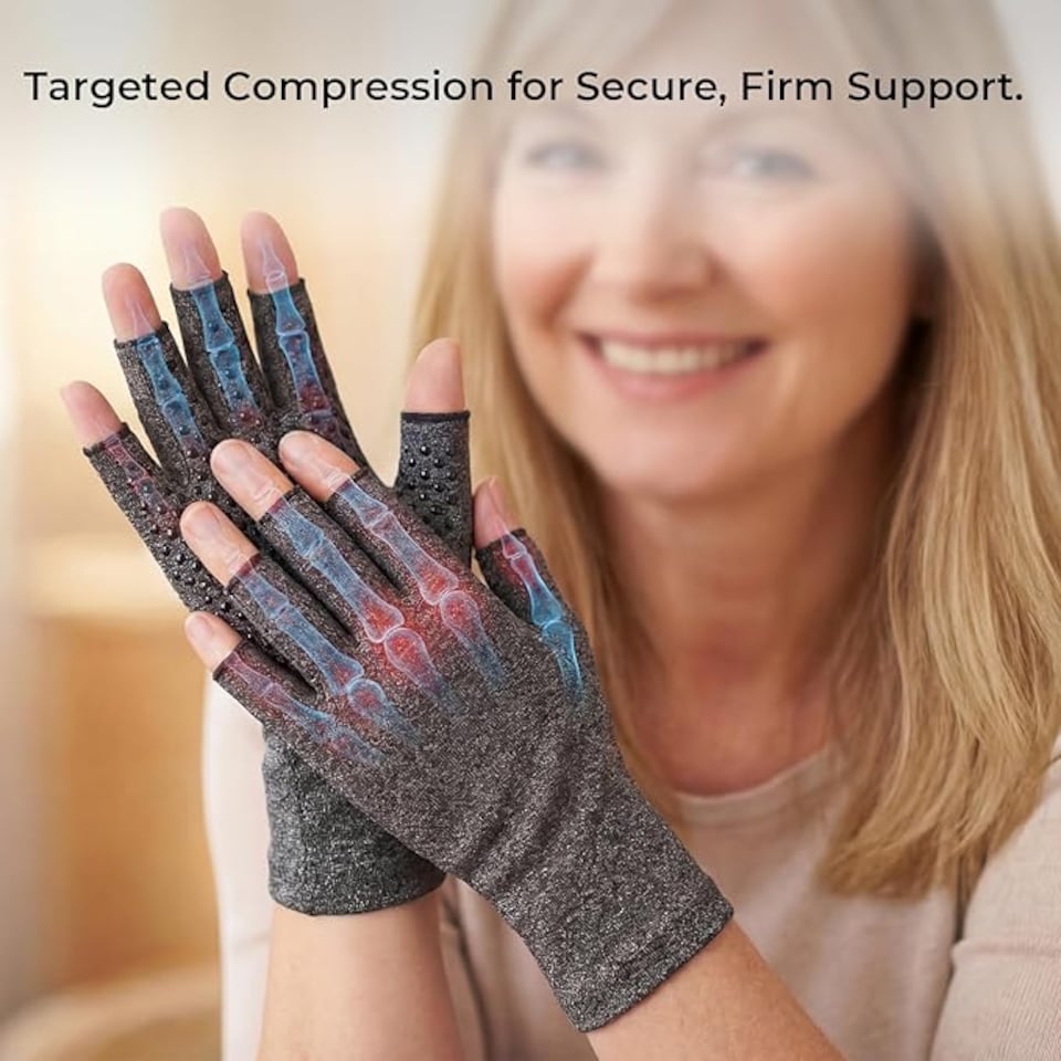 image 1 of Small Fingerless Compression Gloves 2 Pair for Men & Women, Breathable Stretch Support Gloves for Everyday Wear