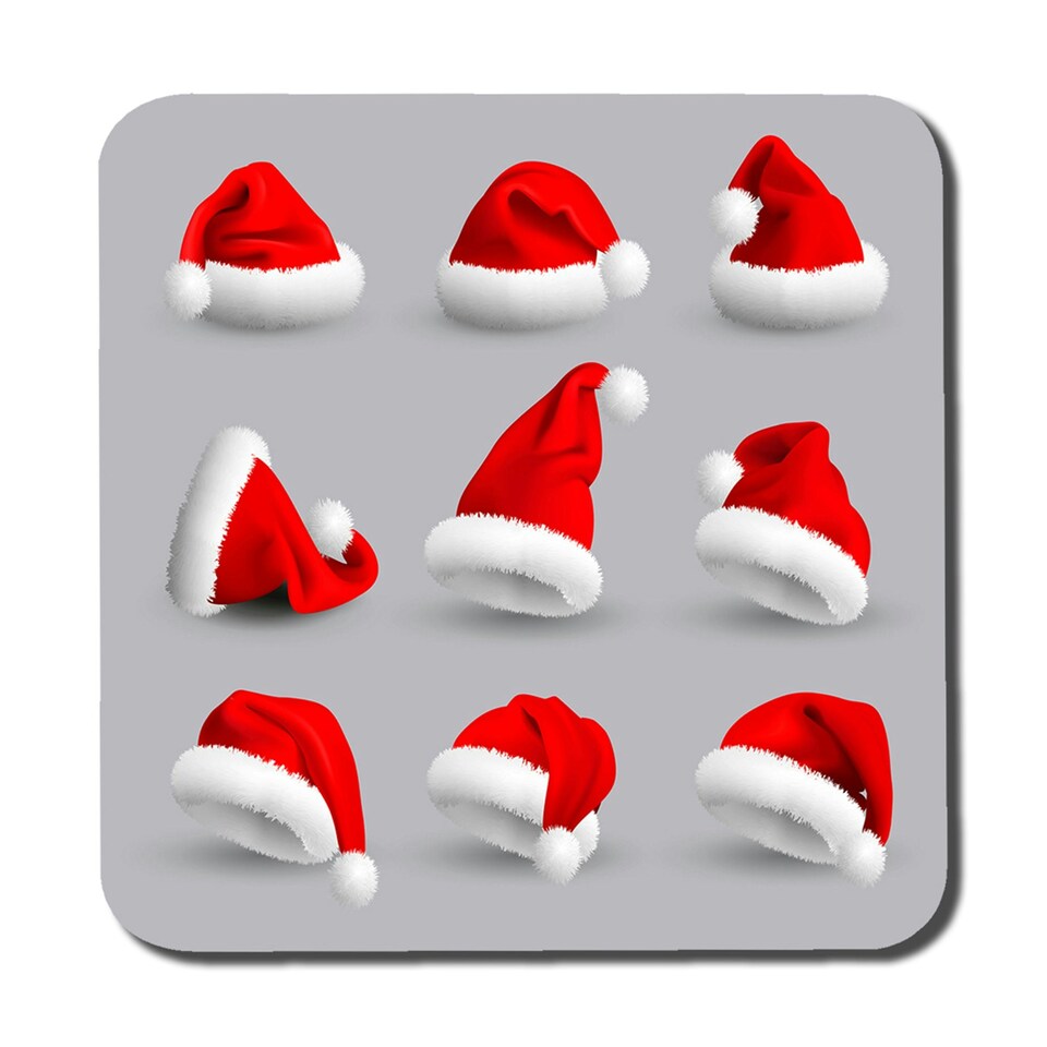 image 1 of Collection of red santa claus hats (coaster)