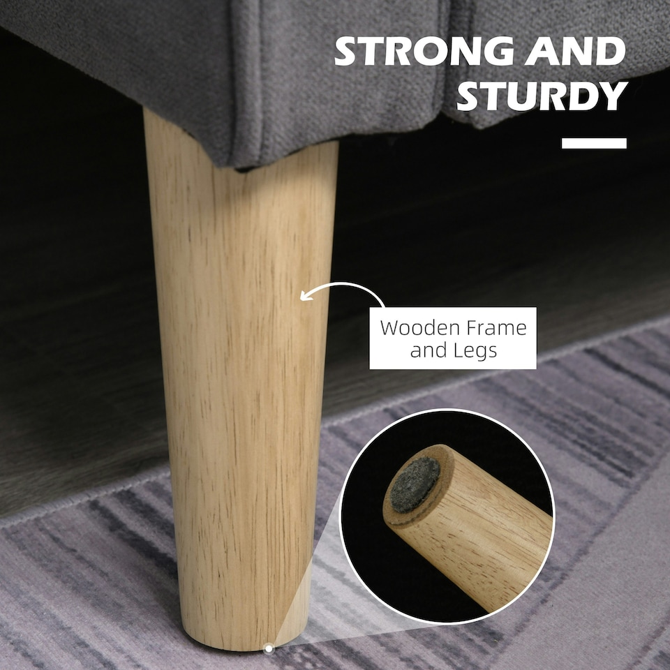 image 1 of HOMCOM Compact 2 Seater Sofa with Hidden Storage and Rubberwood Legs Grey