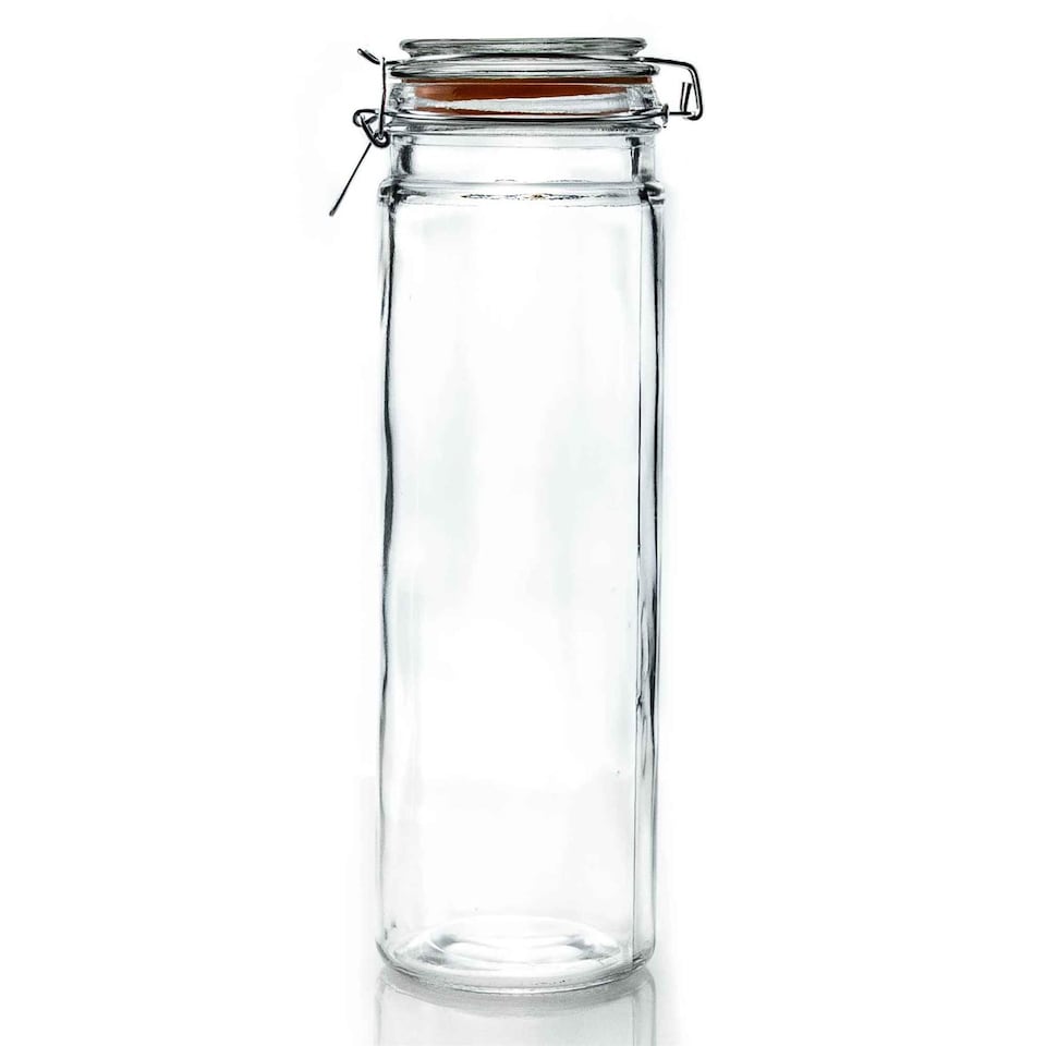 image 1 of Argon Tableware Glass Spaghetti Jar with Labels - 2 Litre - Orange Seal - Pack of 3