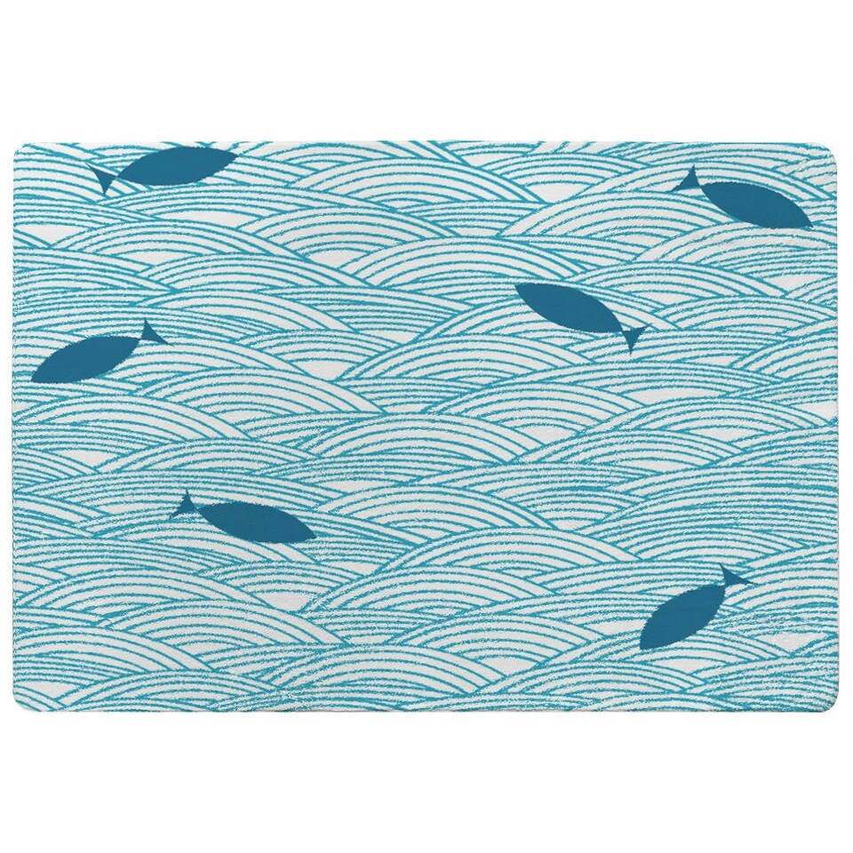 image 1 of Waves & Fish (Rug) Blue | Small: 60x110cm