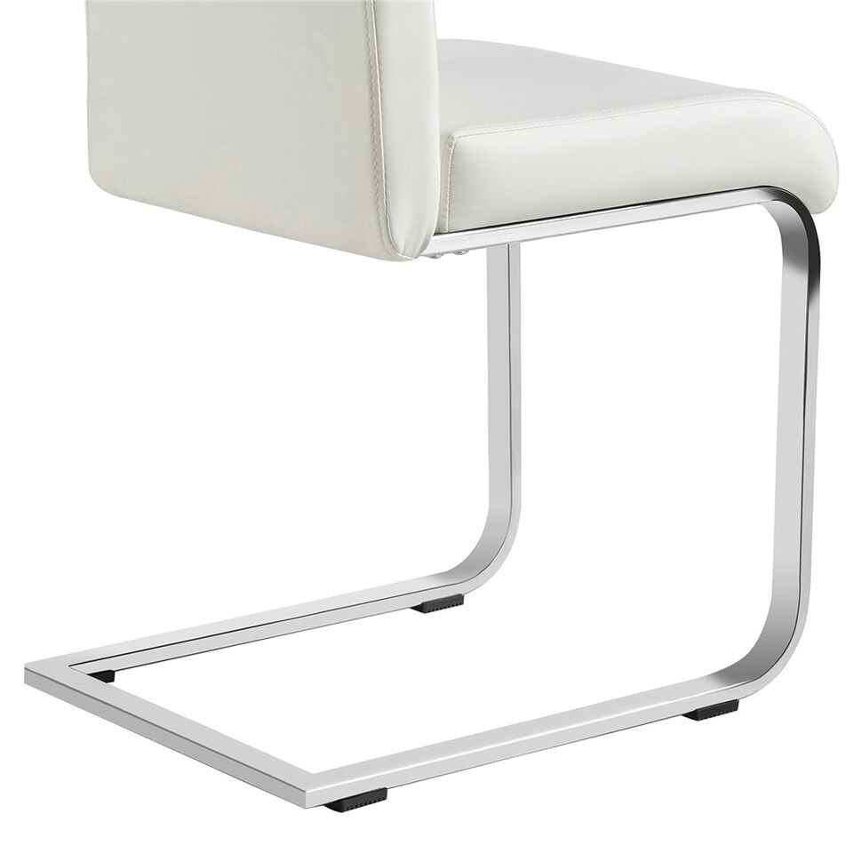 image 1 of Yaheetech Set of 2 Dining Chairs Faux Leather Chairs with Metal Legs White