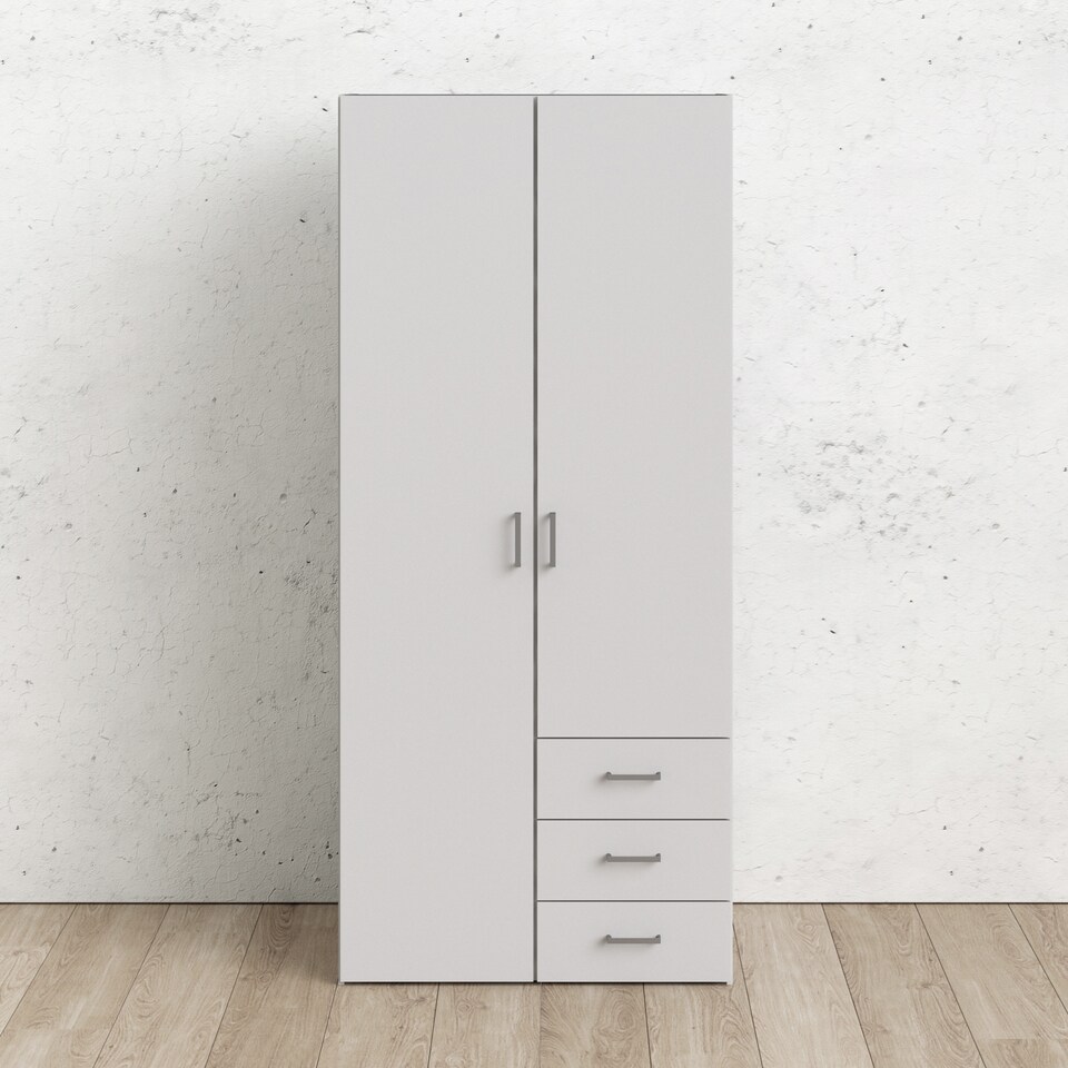 image 1 of Space Wardrobe 2 Doors 3 Drawers White 1750