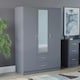 image 2 of Vida Designs Riano 3 Door 2 Drawer Mirrored Wardrobe With Shelf & Clothes Rail, Grey
