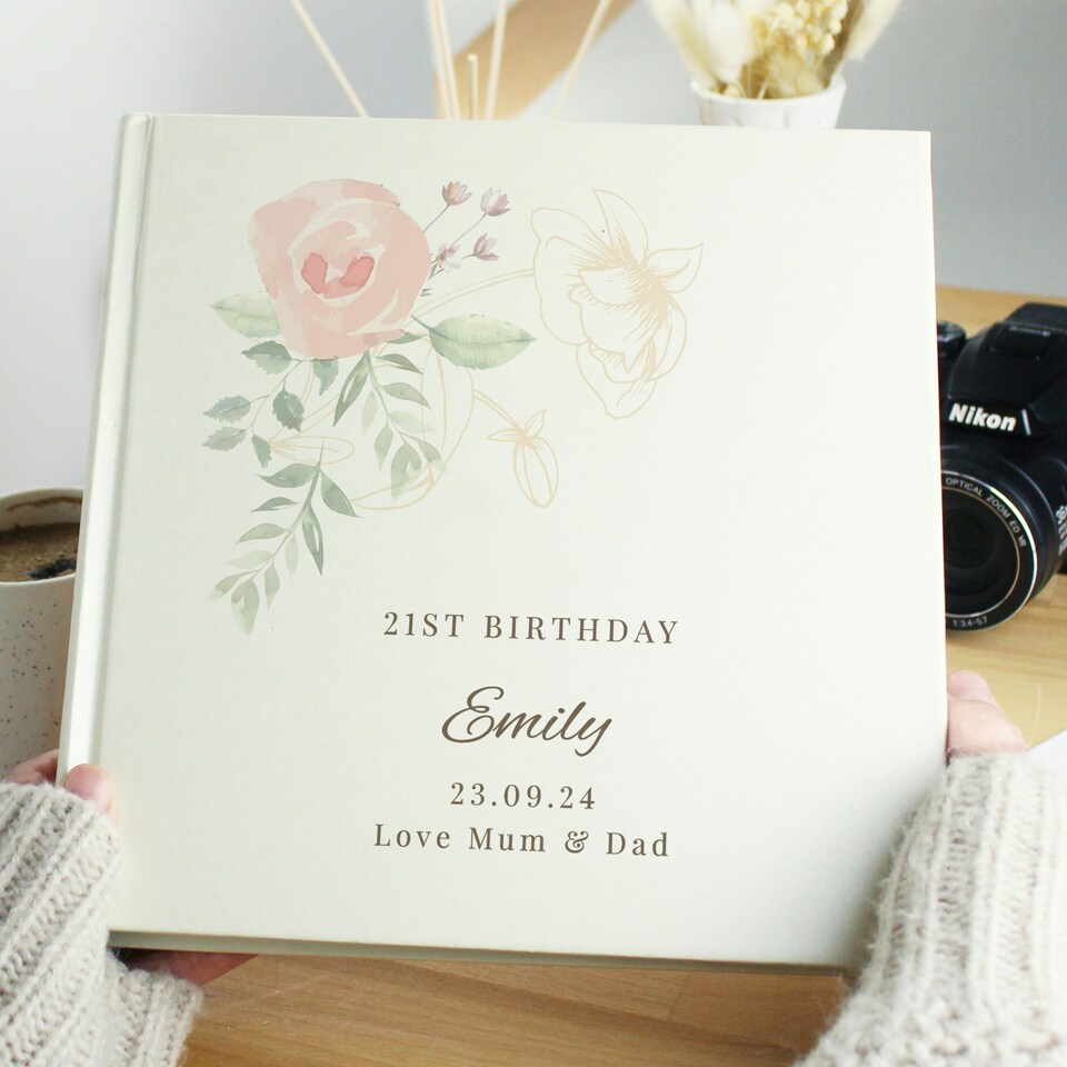 image 1 of Personalised Floral Square Photo Album