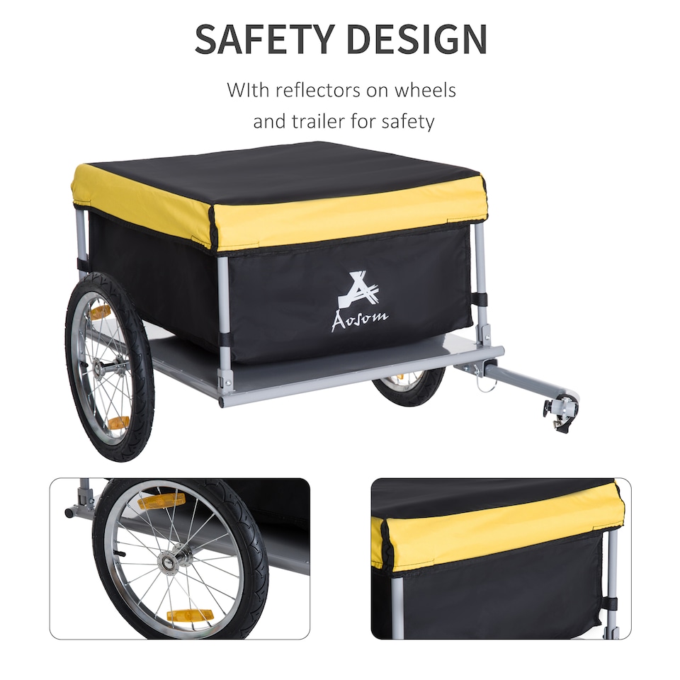 image 1 of New Bicycle Bike Cargo Wagon Trailer Cart Carrier Shopping Yellow and Black