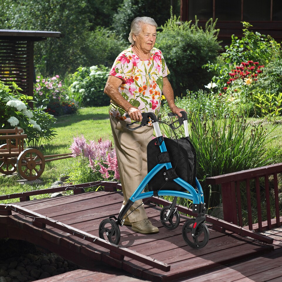 image 1 of COSTWAY Lightweight Walker for Seniors Foldable Rollator Walker-Blue